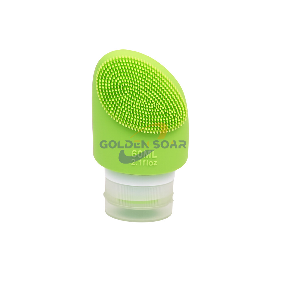 Silicone Travel Bottle 60ml with Face Scrubber – Refillable Squeeze Bottles for Shampoo Conditioner Lotion Wash - Imagen 2