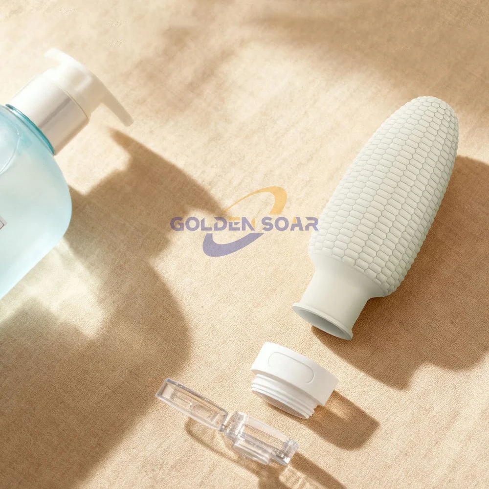 Detailed view of a corn portioning bottle with the cap removed to show the wide mouth for easy filling